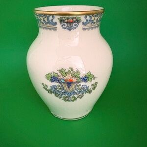 Lenox Autumn Vase Bone China 24K Gold Trim Enamel Painted Fruit Basket 4.75"